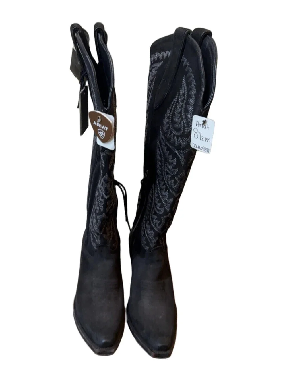 Ariat Women's Black Suede Western Boots Size 8.5 M 10046988 StretchFit